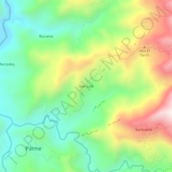 Mappa topografica San Luis, altitudine, rilievo