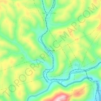 Mappa topografica Penn Lee, altitudine, rilievo