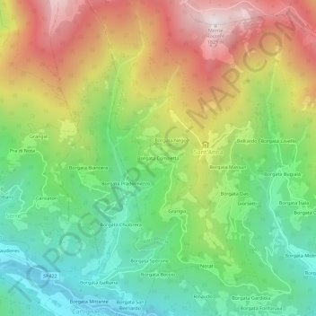 Mappa topografica Borgata Combetta, altitudine, rilievo