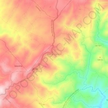 Mappa topografica Fonte Longa, altitudine, rilievo