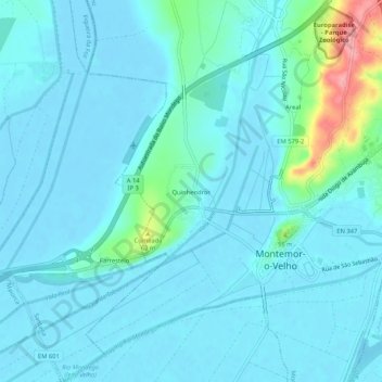 Mappa topografica Quinhendros, altitudine, rilievo