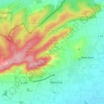 Mappa topografica Waldfrieden, altitudine, rilievo