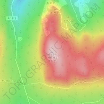 Mappa topografica Alto del Tremedal, altitudine, rilievo