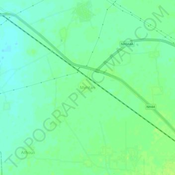 Mappa topografica Mehtan, altitudine, rilievo