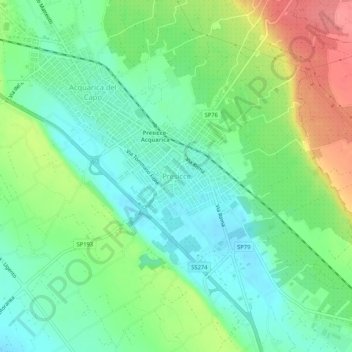 Mappa topografica Presicce, altitudine, rilievo