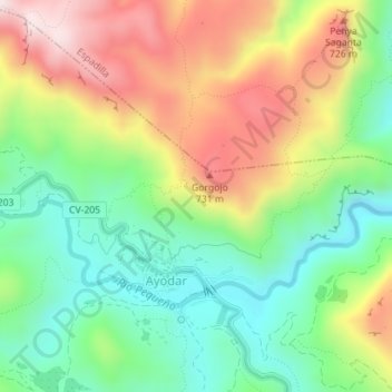 Mappa topografica Sima Crus, altitudine, rilievo
