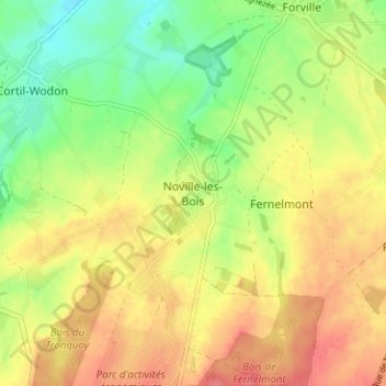 Mappa topografica Noville-les-Bois, altitudine, rilievo