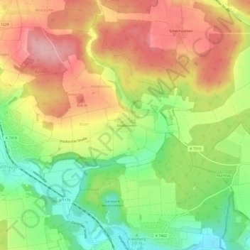 Mappa topografica Sinabronn, altitudine, rilievo