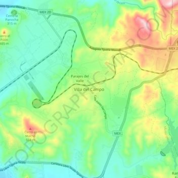Mappa topografica Villa del Campo, altitudine, rilievo
