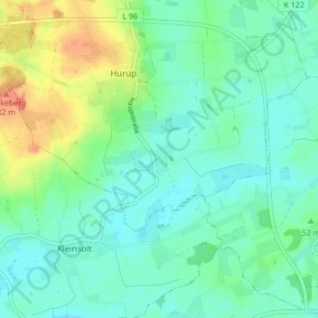 Mappa topografica Kielsgaard, altitudine, rilievo