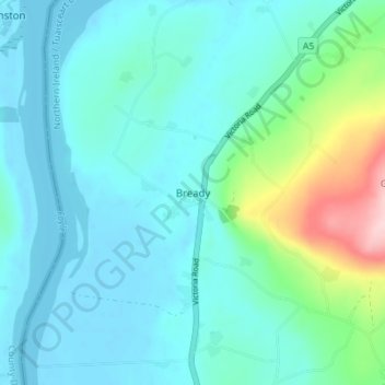 Mappa topografica Bready, altitudine, rilievo