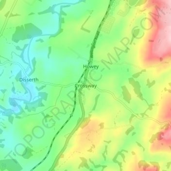 Mappa topografica Crossway, altitudine, rilievo