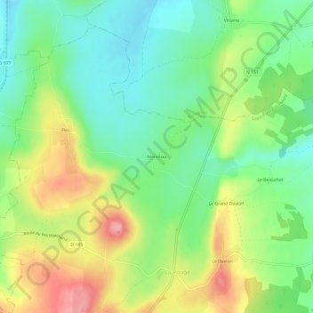 Mappa topografica Menetou, altitudine, rilievo