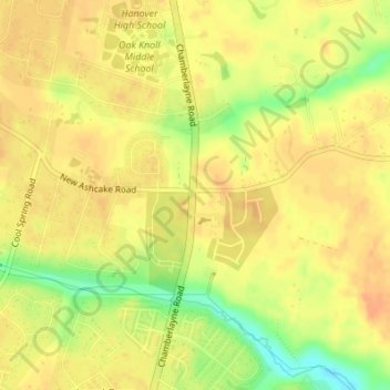 Mappa topografica Pearsons Corner, altitudine, rilievo