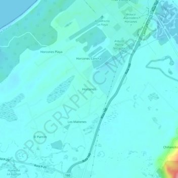 Mappa topografica Horcones, altitudine, rilievo