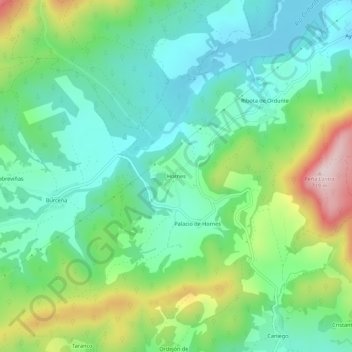 Mappa topografica Hornes, altitudine, rilievo