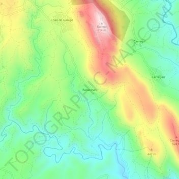 Mappa topografica Rabacinas, altitudine, rilievo