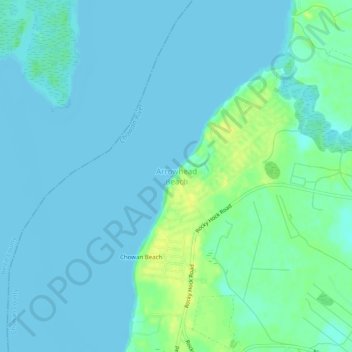 Mappa topografica Arrowhead Beach, altitudine, rilievo
