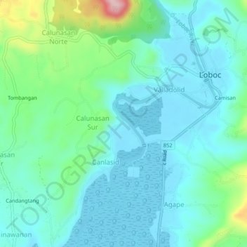 Mappa topografica Ugpong, altitudine, rilievo