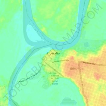 Mappa topografica Riberalta, altitudine, rilievo