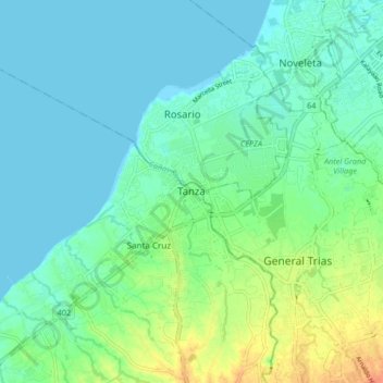 Mappa topografica Tanza, altitudine, rilievo