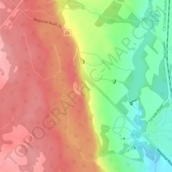 Mappa topografica Niagara Escarpment, altitudine, rilievo