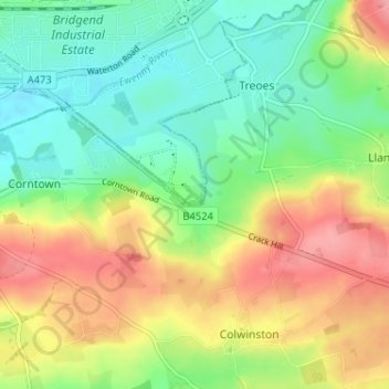 Mappa topografica Brocastle, altitudine, rilievo