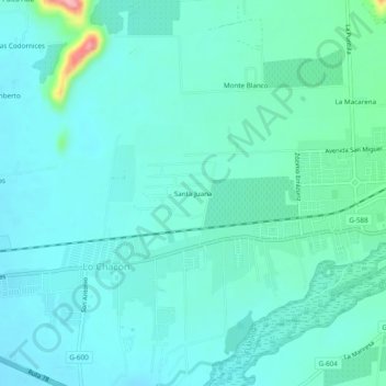 Mappa topografica Santa Juana, altitudine, rilievo