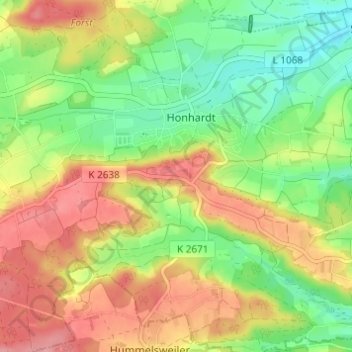 Mappa topografica Sandhof, altitudine, rilievo