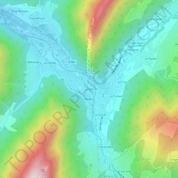 Mappa topografica Le Plot, altitudine, rilievo
