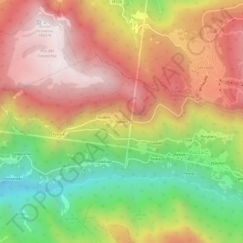 Mappa topografica Dieneri, altitudine, rilievo