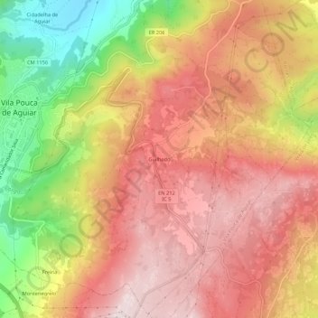 Mappa topografica Guilhado, altitudine, rilievo