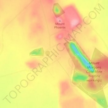 Mappa topografica Mount Morgans, altitudine, rilievo