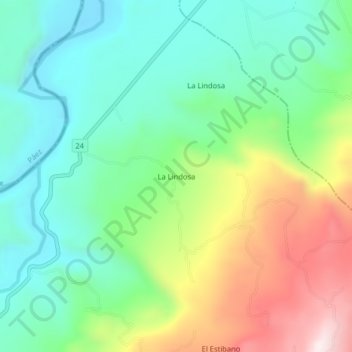 Mappa topografica La Lindosa, altitudine, rilievo