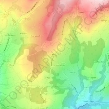 Mappa topografica Massy, altitudine, rilievo
