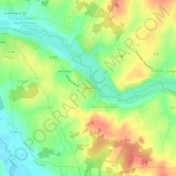 Mappa topografica Le Picote, altitudine, rilievo