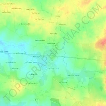 Mappa topografica Laigné, altitudine, rilievo