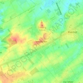 Mappa topografica Herderen, altitudine, rilievo