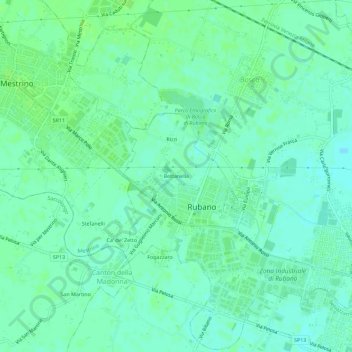 Mappa topografica Bettanella, altitudine, rilievo