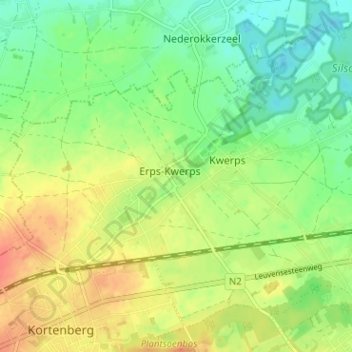 Mappa topografica Erps, altitudine, rilievo