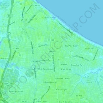 Mappa topografica Oceanair, altitudine, rilievo