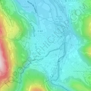 Mappa topografica Nestalas, altitudine, rilievo