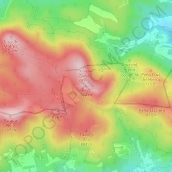 Mappa topografica Rave, altitudine, rilievo