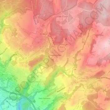 Mappa topografica Chalet à Mathey, altitudine, rilievo