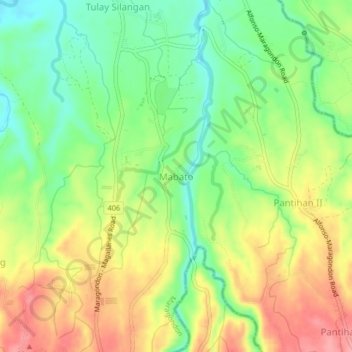Mappa topografica Mabato, altitudine, rilievo