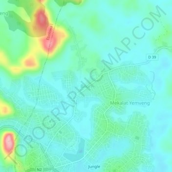 Mappa topografica Bilon, altitudine, rilievo