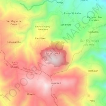 Mappa topografica Rocha chuyuk, altitudine, rilievo