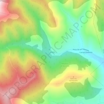 Mappa topografica Diustes, altitudine, rilievo