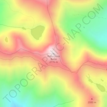 Mappa topografica Rock Creek Butte, altitudine, rilievo