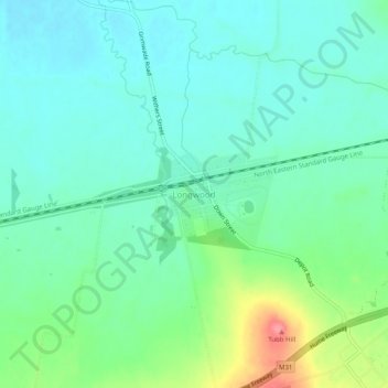 Mappa topografica Longwood, altitudine, rilievo
